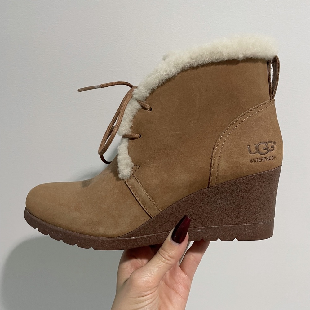 UGG Jeovana Waterproof Lace Up Wedge Bootie NWT